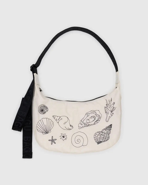Baggu - Medium Nylon Crescent Bag - Embroidered Shells