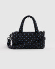 Baggu - Small Nylon Duffle Bag - Black and Sky Blue Micro Dot - PRE-ORDER FOR SHIPPING AFTER MONDAY OCTOBER 12TH*