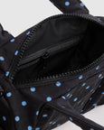 Baggu - Small Nylon Duffle Bag - Black and Sky Blue Micro Dot - PRE-ORDER FOR SHIPPING AFTER MONDAY OCTOBER 12TH*