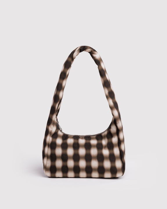Baggu - Small Nylon Meringue Bag - Blurred Gingham Brown