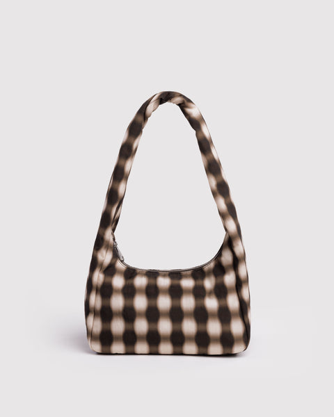 Baggu - Small Nylon Meringue Bag - Blurred Gingham Brown