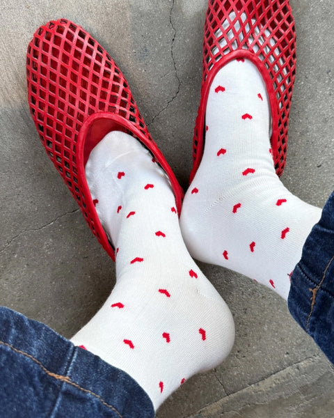 Le Bon Shoppe - Sneaker Socks - Hearts - Red/White
