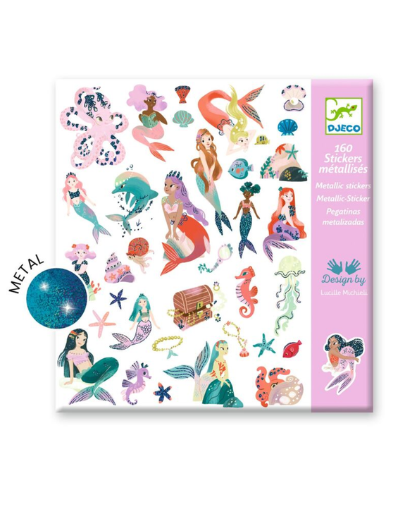 Djeco - Sparkly Mermaids Metallic Sticker Set