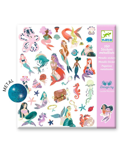Djeco - Sparkly Mermaids Metallic Sticker Set