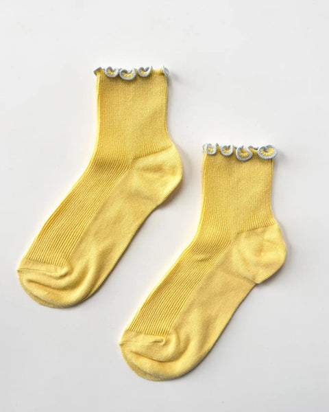 Le Bon Shoppe - Petite Ruffled Modal Socks - Butter and Baby Blue