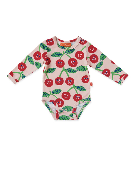 Halcyon Nights - Long Sleeve Bodysuit - Cheeky Cherry