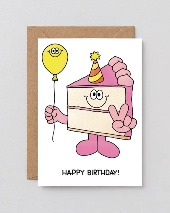 Wrap - Happy Birthday Cake Slice & Balloon Greetings Card