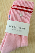Le Bon Shoppe - Embroidered Boyfriend Socks - Amour Pink + Heart