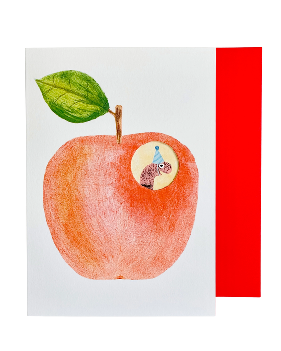 Yes! Paper Goods - Happy Birthday Apple + Worm Greeting Card