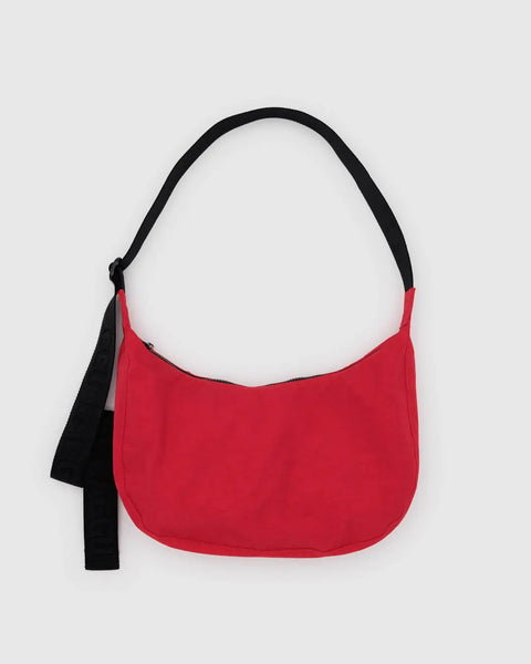Baggu - Medium Nylon Crescent Bag - Candy Apple 47" black strap