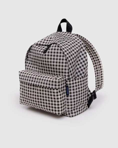 Baggu - Medium Nylon Backpack - Black and White Gingham