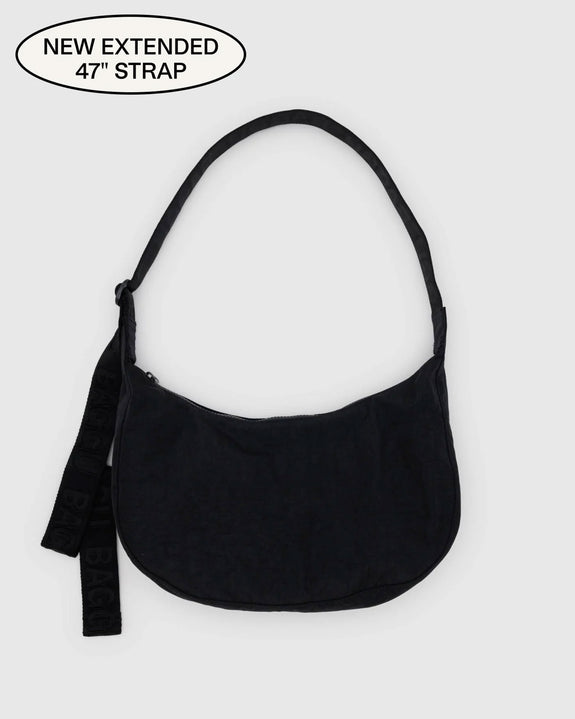 Baggu - Medium Nylon Crescent Bag - Black (longer strap)