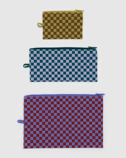 Baggu - Flat Pouch Set - Jewel Checks