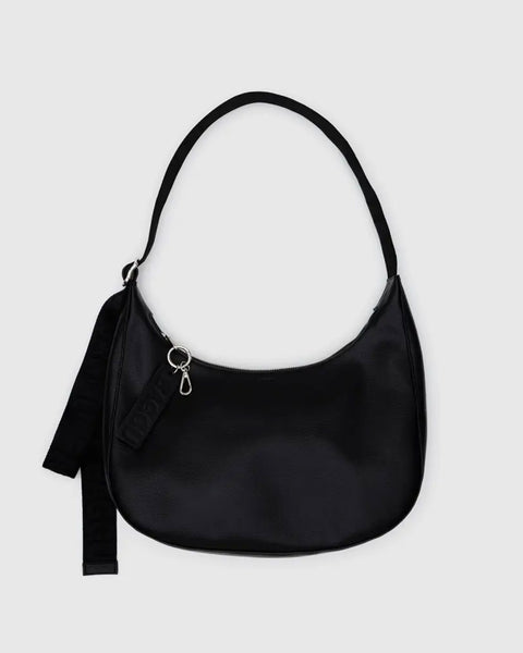 Baggu - Medium Recycled Leather Crescent Bag - Black