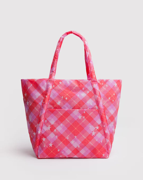 Baggu - Cloud Bag - Pink Star Plaid *PRE-BOOK dispatch after Oct 16th *