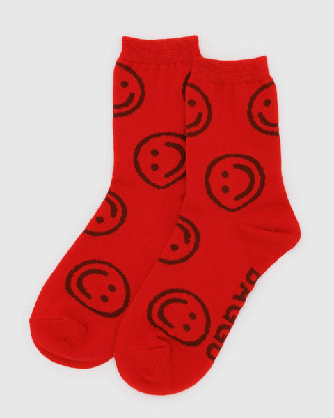 Baggu - Crew Sock - Red Happy