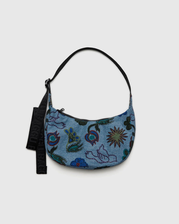 Baggu - Small Nylon Crescent Bag - Digital Denim Birds