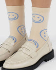 Baggu - Crew Sock - Ecru Periwinkle Happy