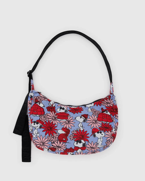 Baggu - Medium Nylon Crescent Bag - Floral Snoopy