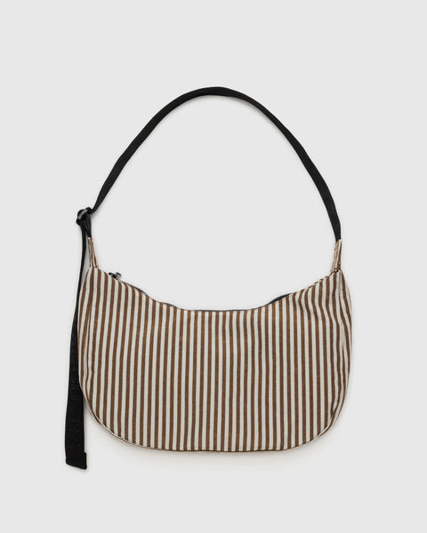 Baggu - Medium Nylon Crescent Bag - Brown Stripe  *PRE-ORDER FOR SHIPPING AFTER MAY 8TH*