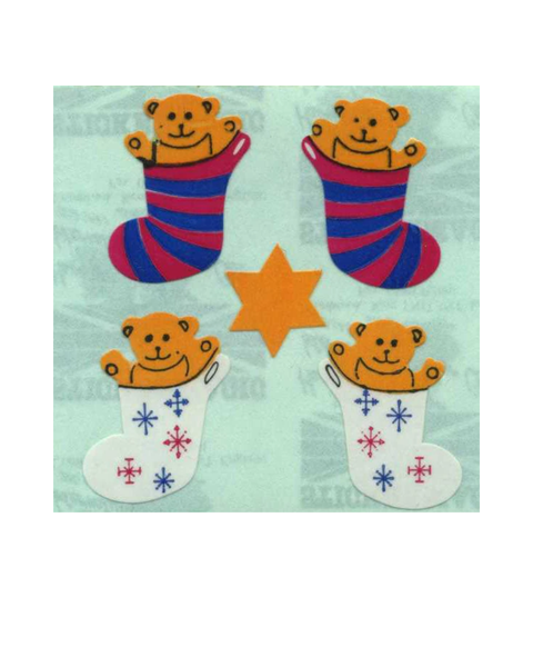 Stickermagic - Tear-off Stickers Square - Bear in Stocking