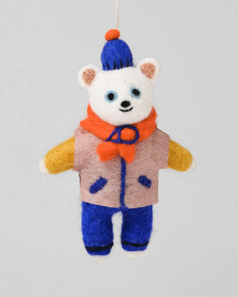 Wrap - Hanging Felt Ornament - Polar Bear