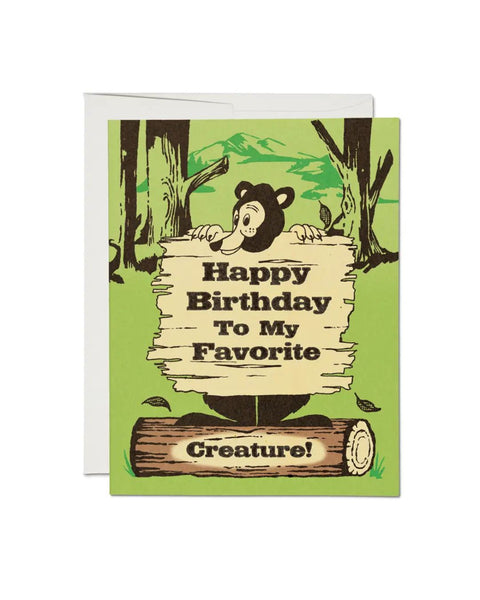 Red Cap Cards - Bear Announcement Greeting Card