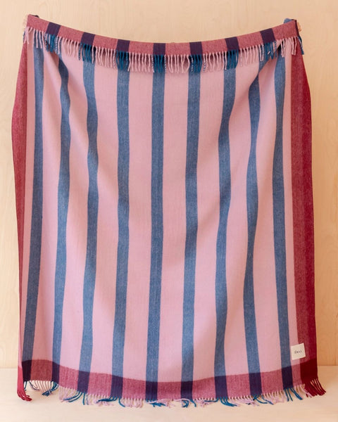 TBCo - Recycled Wool Blanket Berry Frame Stripe