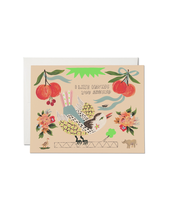 Red Cap Cards - Bird and Fly Friendship Greeting Card
