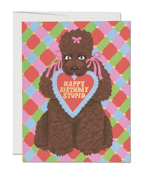 Red Cap Cards - Birthday Poodle Greeting Card