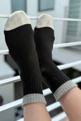 Le Bon Shoppe - Colour Block Girlfriend Socks - Black Grey