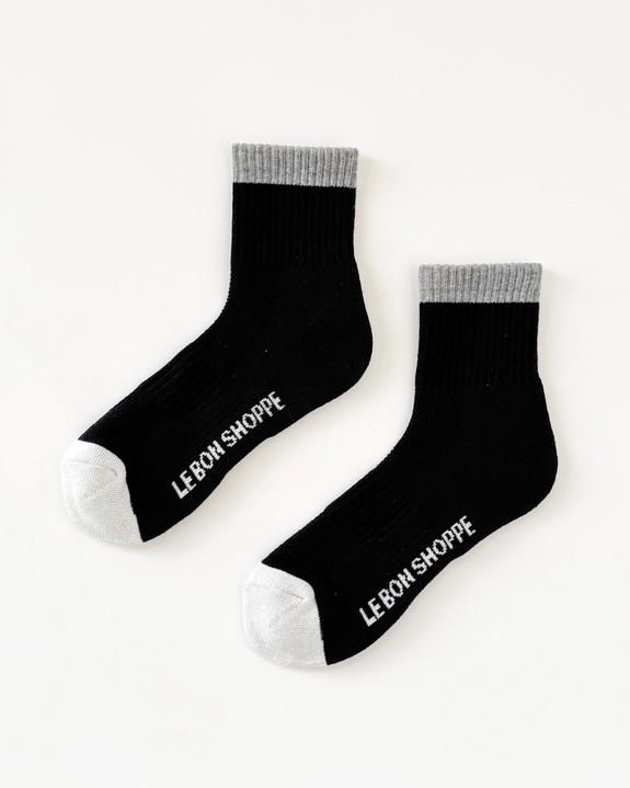 Le Bon Shoppe - Colour Block Girlfriend Socks - Black Grey