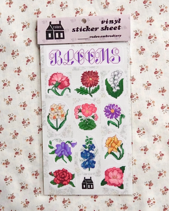 Rodeo Embroidery - Clear Vinyl Sticker Sheet - Blooms
