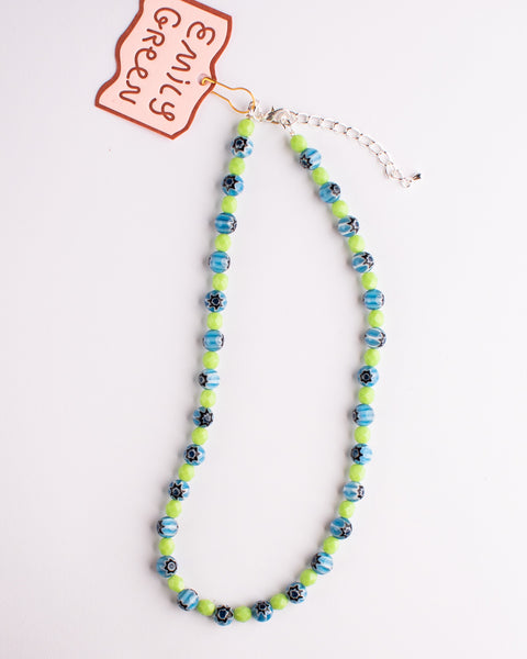 Emily Green - Millefiori Short Necklace - Blue & Green