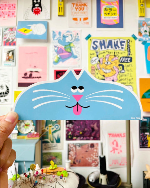 YUK FUN - Blue Cat Eco Vinyl Sticker