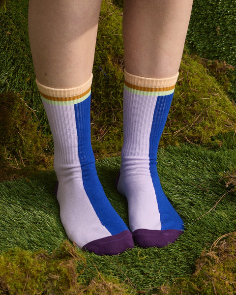 Wolf & Mishka - Colourblock Ribbed Sock – Blue Moon