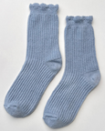 Le Bon Shoppe - Linen Scallop Socks - Pale Blue