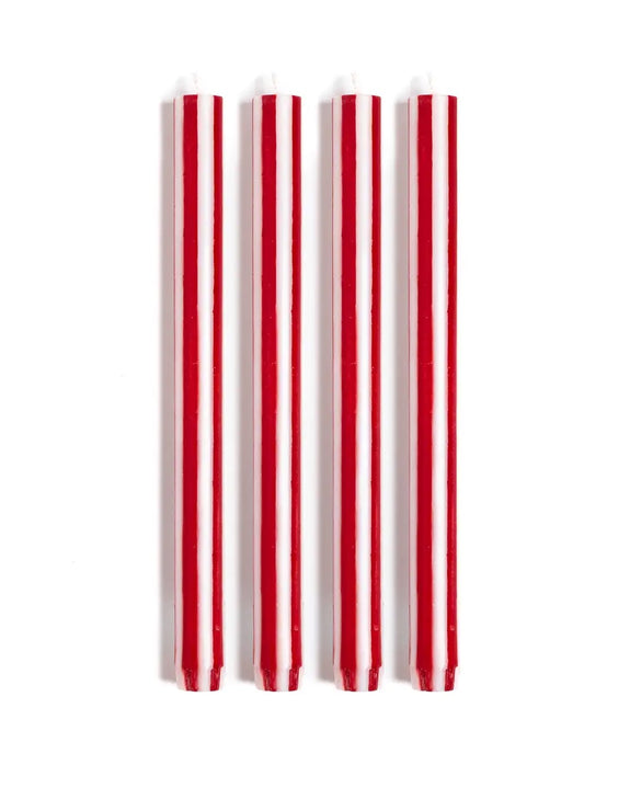 Yod and Co - Stripes Dinner Candles - Bright Red & White