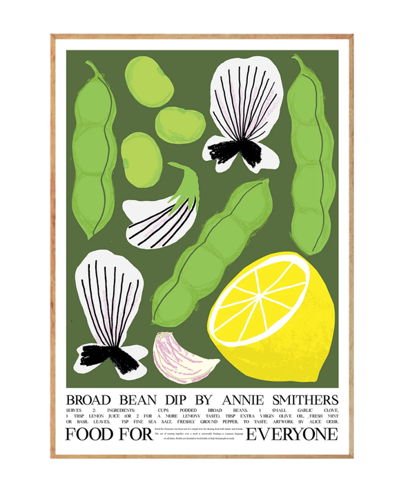 Food For Everyone - A3 Print - Broad Bean Dip by Annie Smithers & Alice Oehr