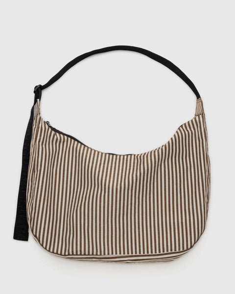 Baggu - Large Nylon Crescent Bag - Brown Stripe