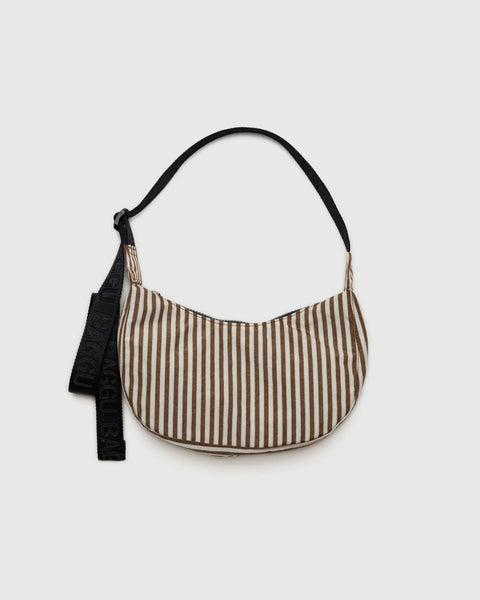 Baggu - Small Nylon Crescent Bag - Brown Stripe