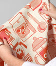 Wrap - Tea Towel - Coffee Time - Red/Beige