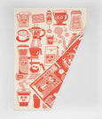 Wrap - Tea Towel - Coffee Time - Red/Beige