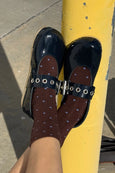 Le Bon Shoppe - Sneaker Socks - Polka Dot - Cacao / Blue