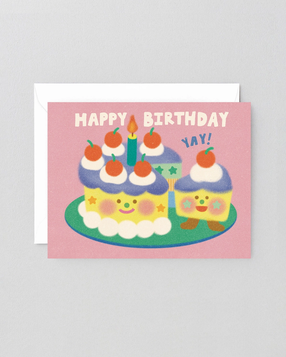 Wrap - Happy Birthday Yay Cake & Slice Kids Greeting Card