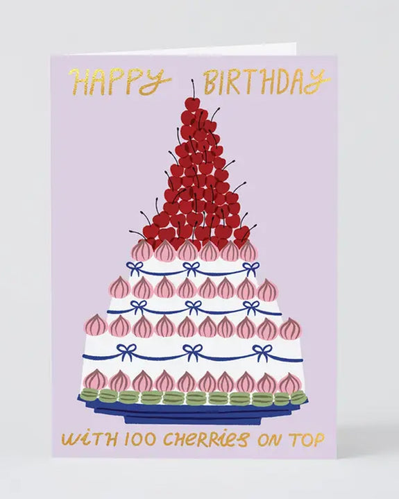 Wrap - Greetings Card - ‘100 Cherries Happy Birthday’