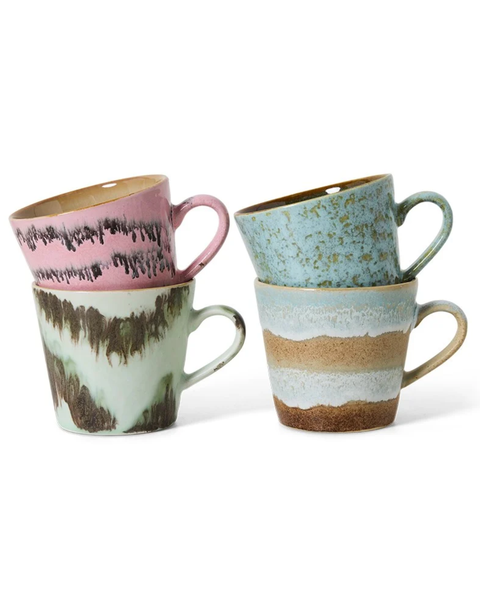 HK Living 70s Ceramics - Cappuccino Mugs - Dada - Set of 4