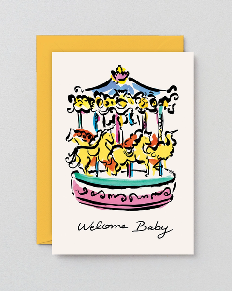 Wrap - Welcome Baby Carousel Greetings Card