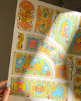 Maddie Fischer - Castle Panels in Aqua/Peach Riso Print