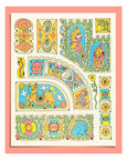 Maddie Fischer - Castle Panels in Aqua/Peach Riso Print